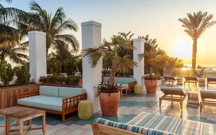 Rooftop terrace at sunset, Miami Beach
