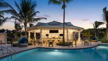 Poolside bar at dusk, West Palm Beach